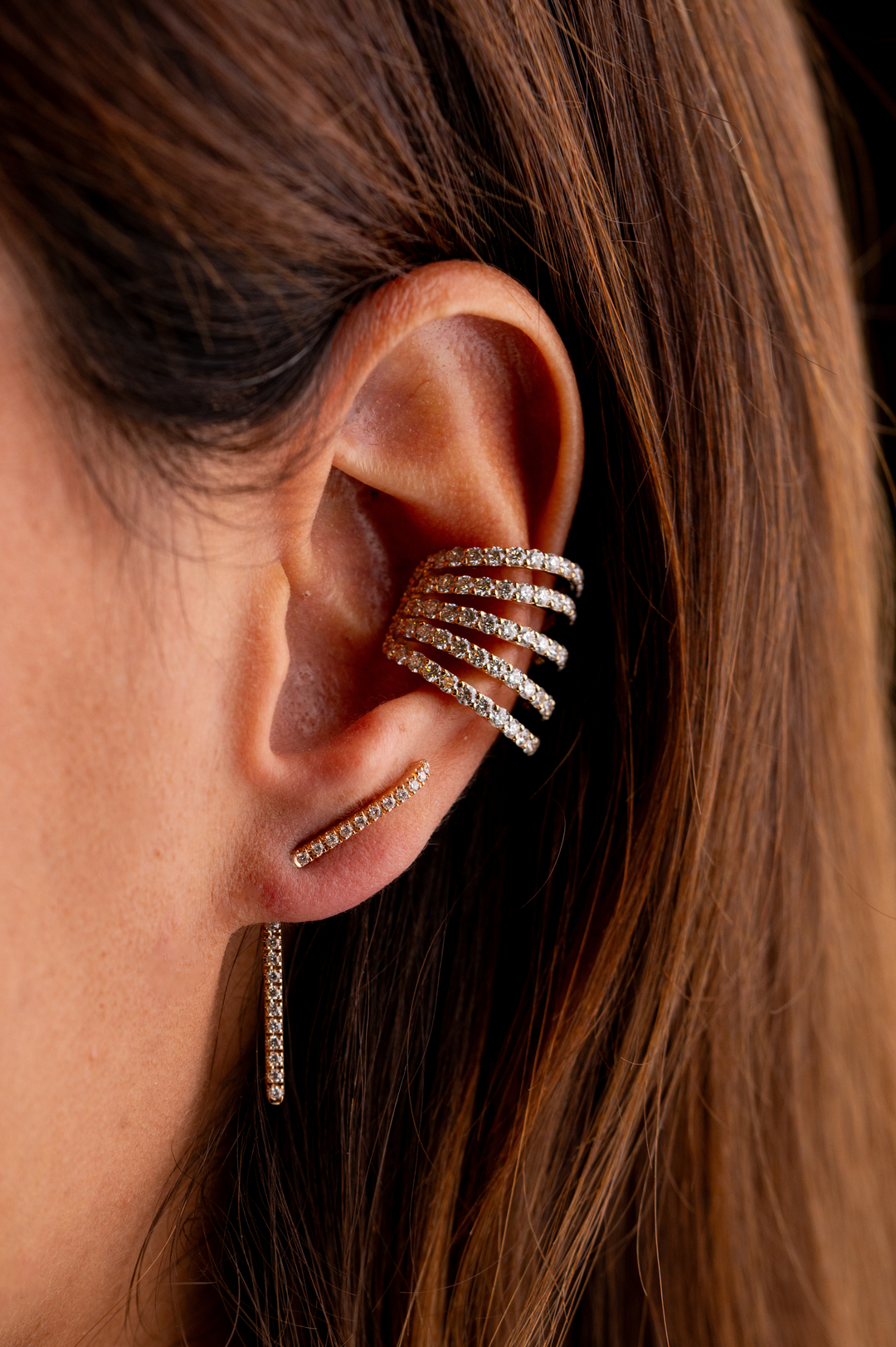 Pink Gold Ear Cuff with Diamonds