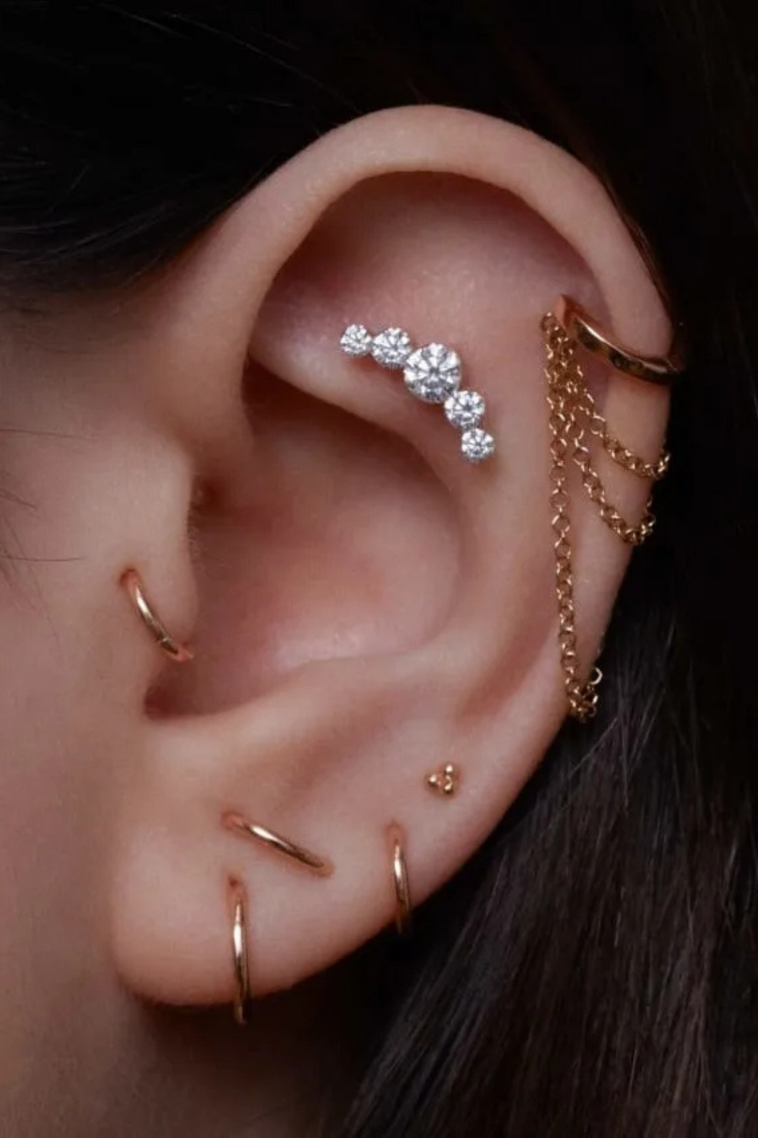 Set Five Diamond Open Curve Piercing