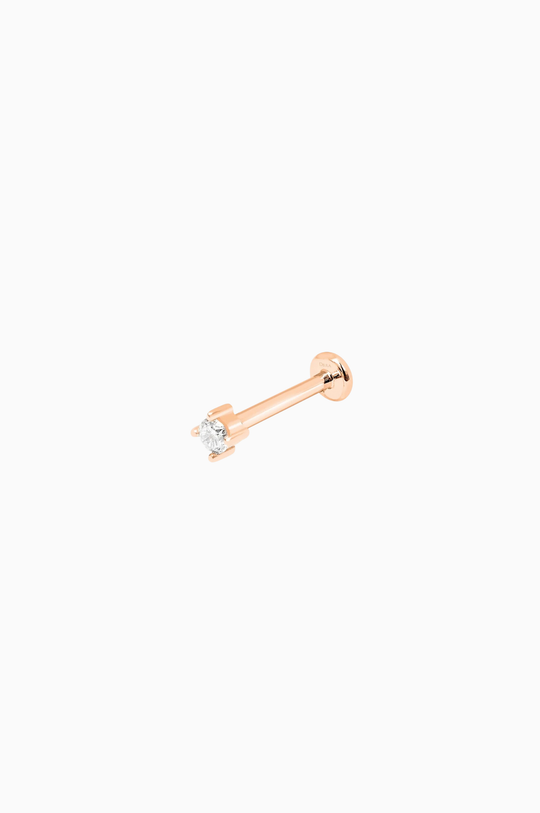 Piercing Solitário em Ouro Rosa com Diamantes