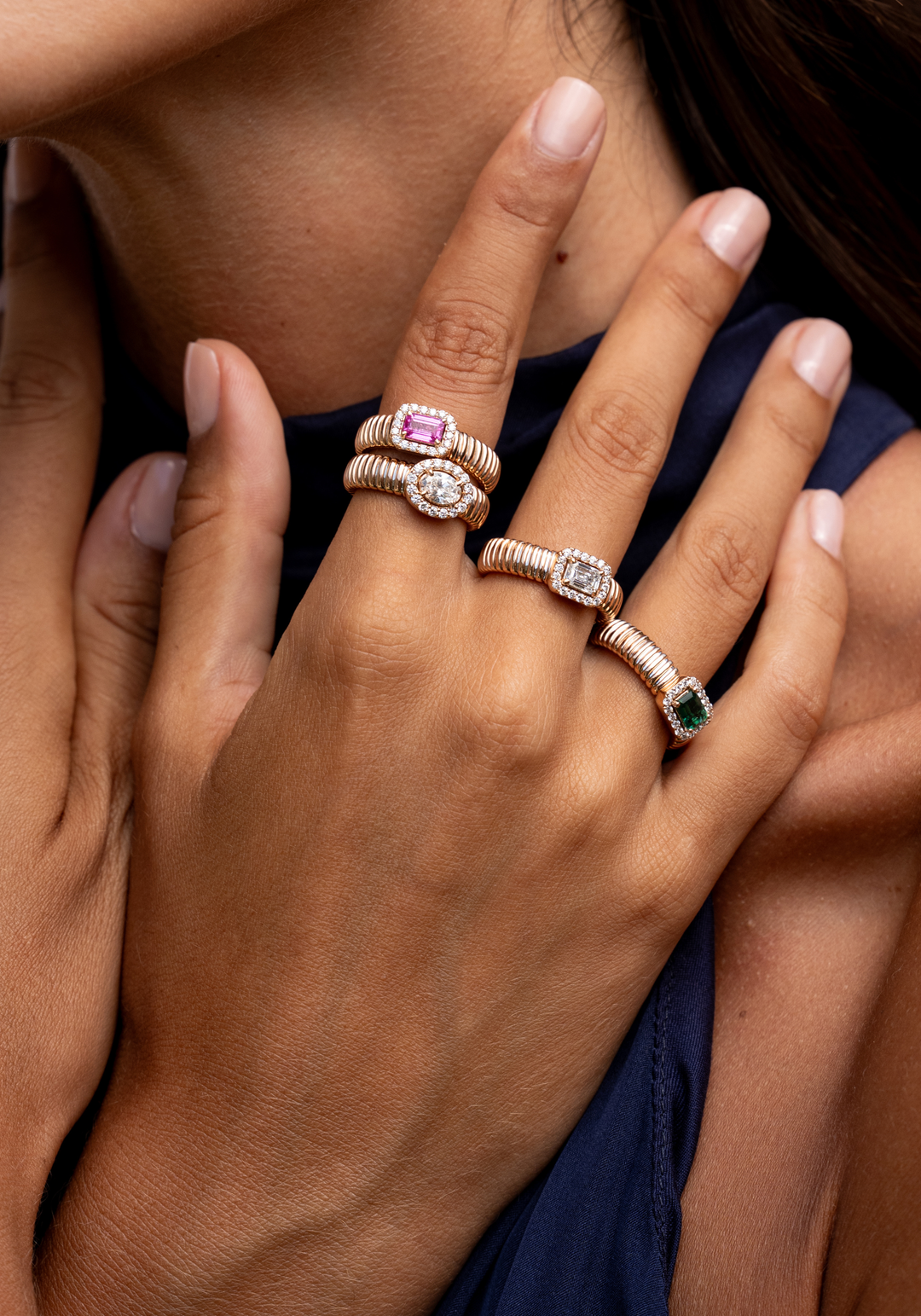 Pink Gold Ring with Diamonds