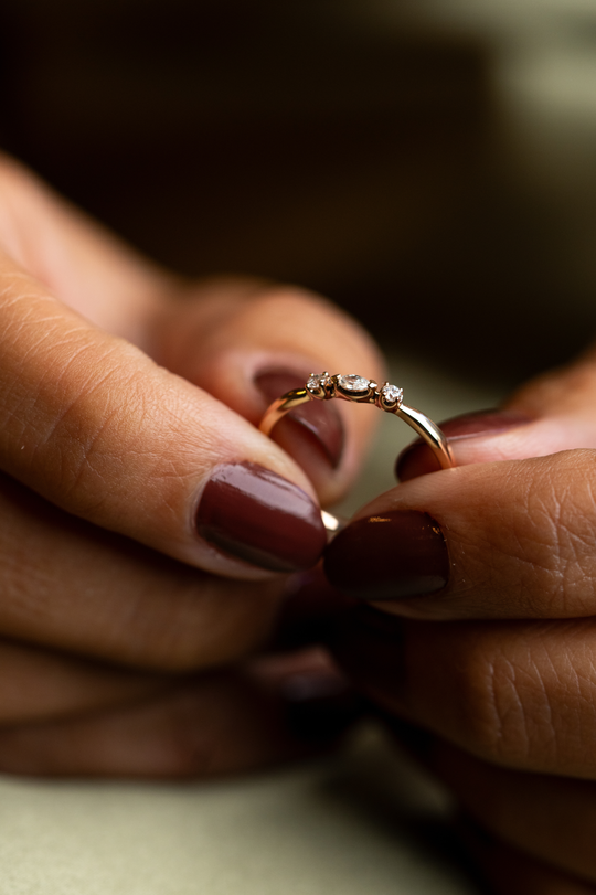 Pink Gold Ring Triology with Diamond