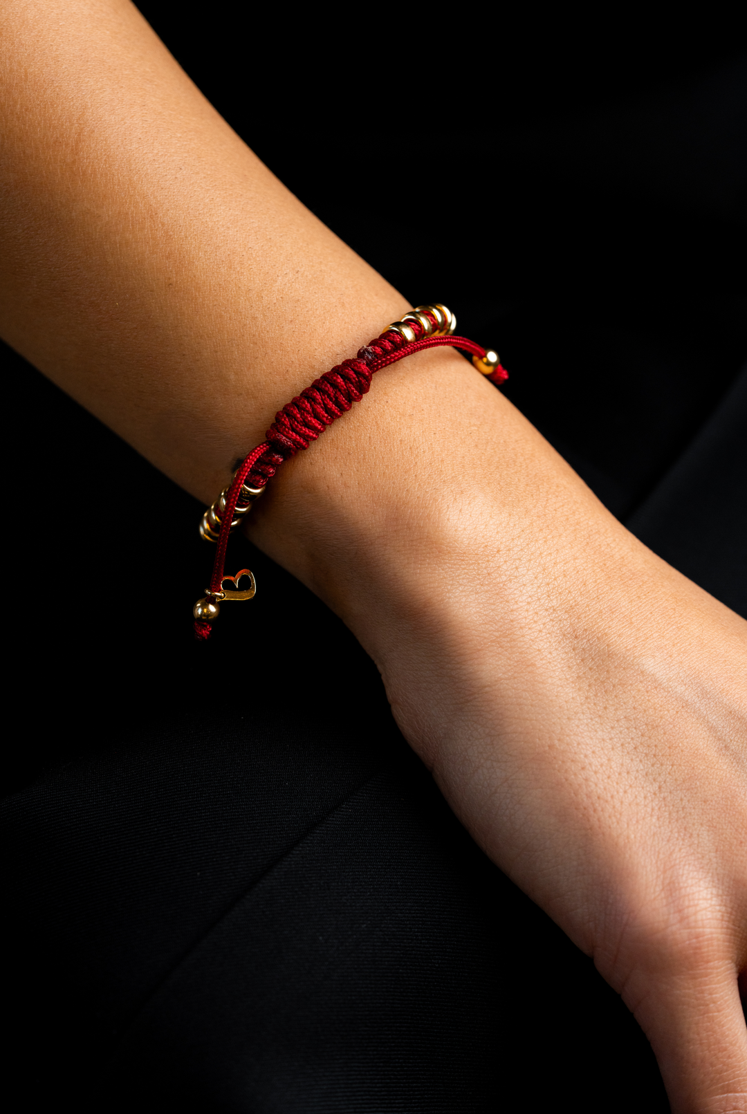 Silver Dots Bracelet with Burgundy Cotton