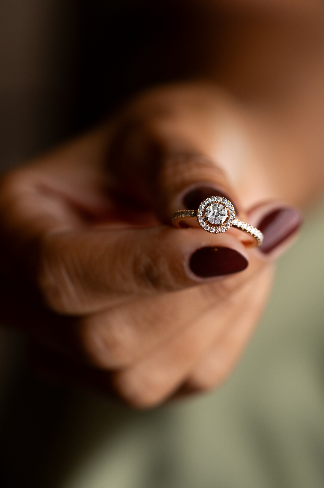 Pink Gold Engagement Ring with Diamonds