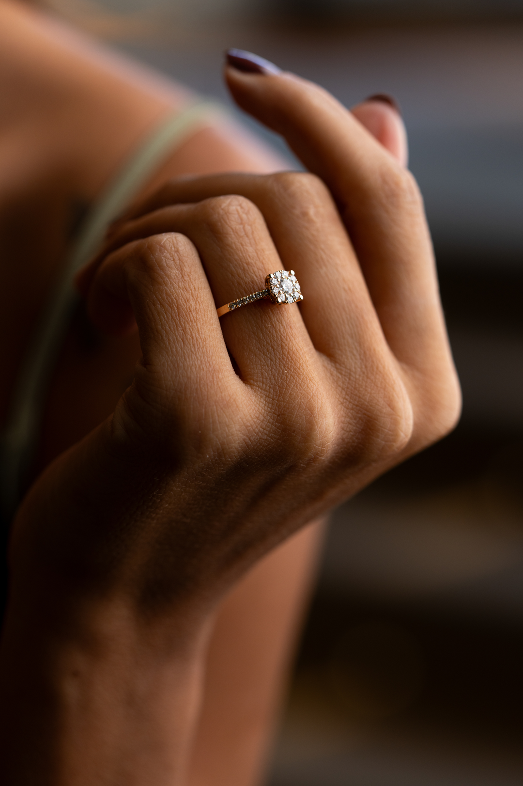 Pink Gold Engagement Ring with Diamonds