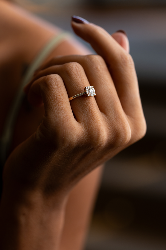 Pink Gold Engagement Ring with Diamonds