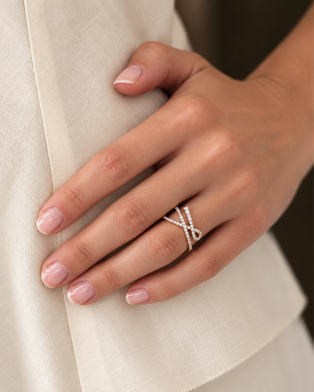 Pink Gold Maison Rose Ring with Diamonds