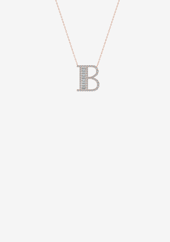 Letter Gold Necklace with Diamonds