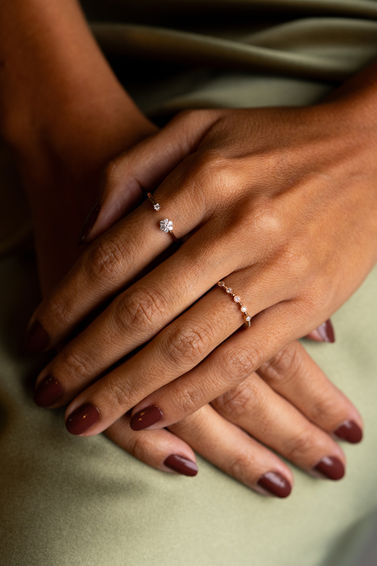 Pink Gold Ring with 5 Diamonds