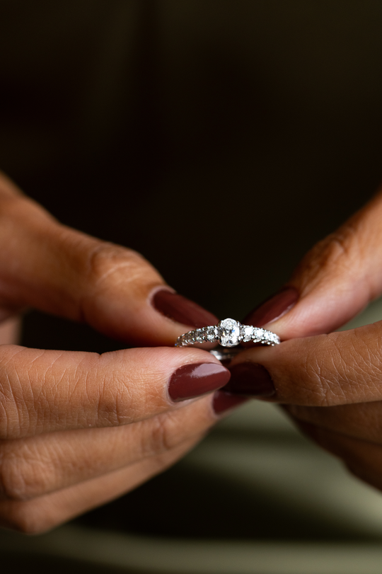 White Gold Engagement Ring with Diamonds