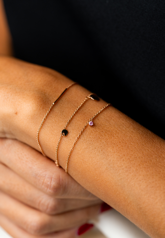 Pink Solitaire Rose Gold Bracelet