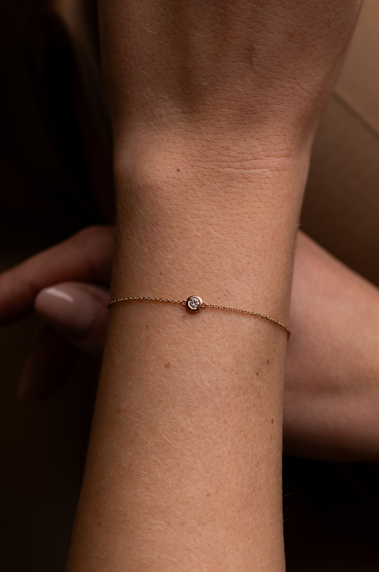 Pink Gold Chain Bracelet with Diamond