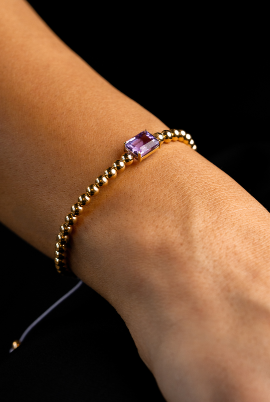 Yellow Gold Bracelet with Amethyst