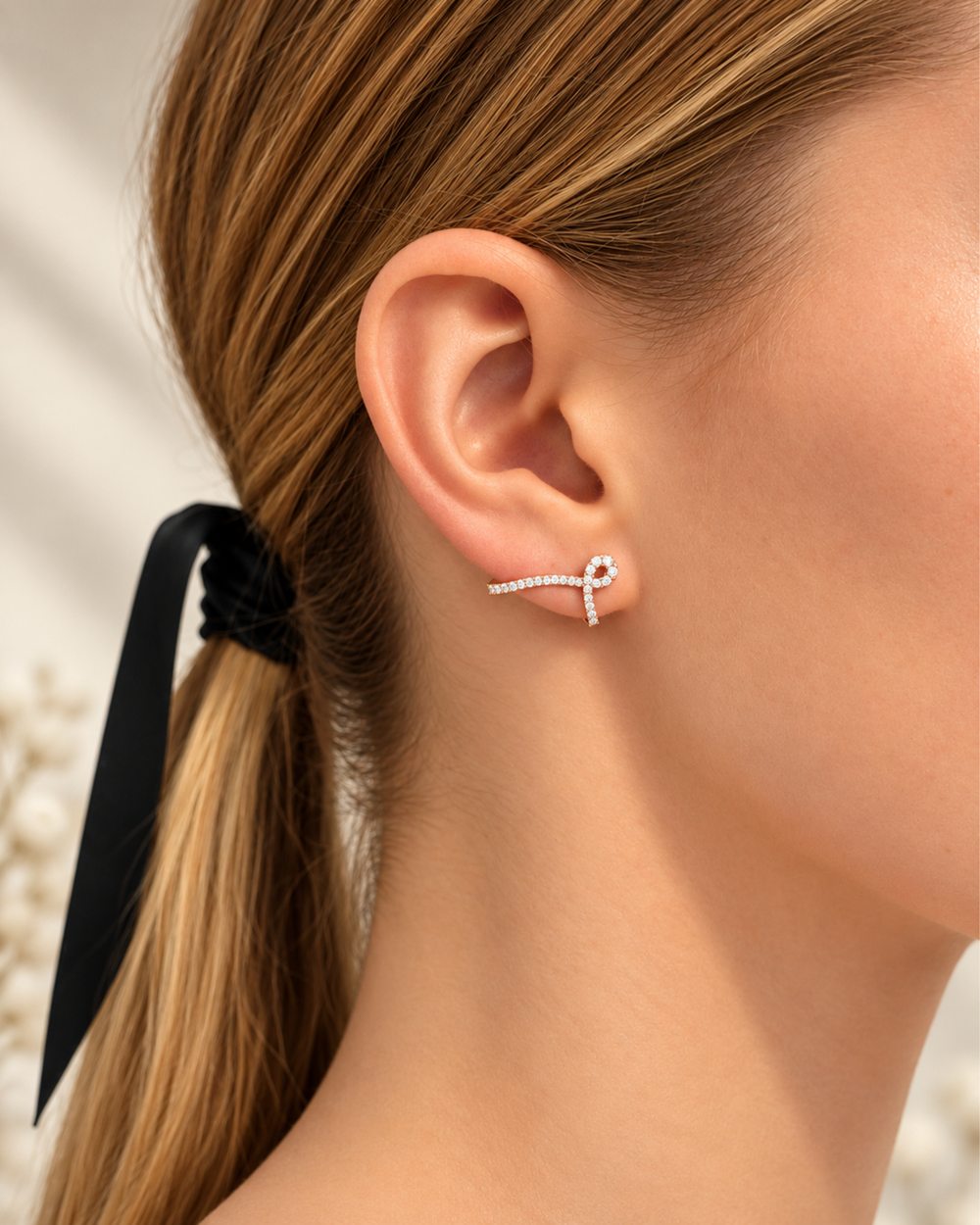 Pink Gold Maison Rose Earrings with Diamonds