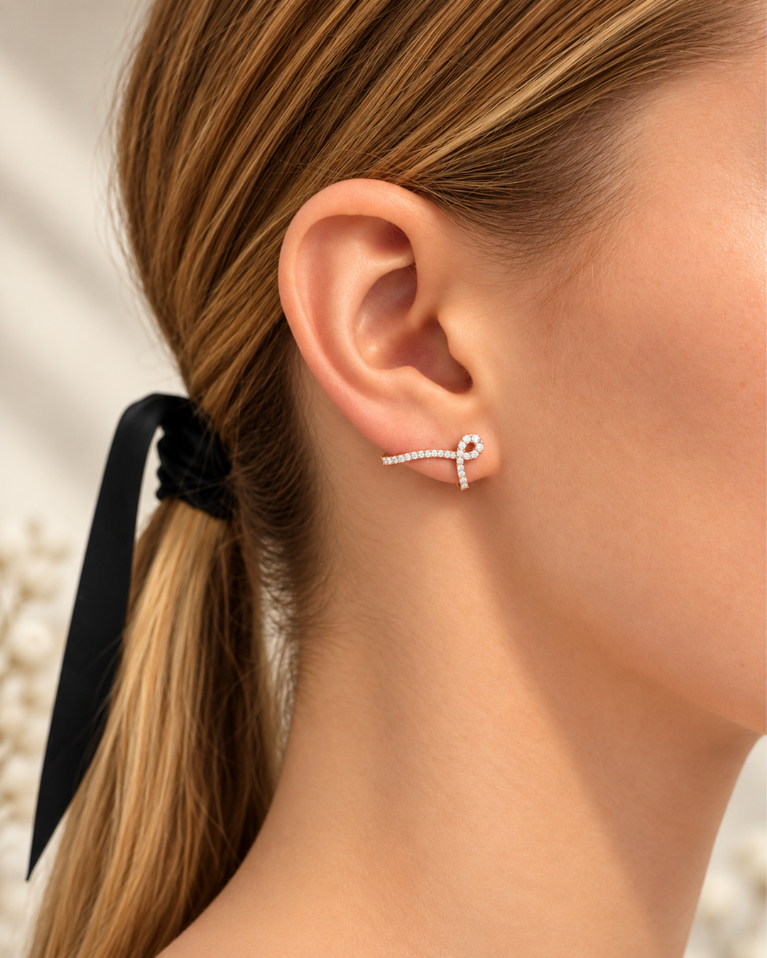 Pink Gold Maison Rose Earrings with Diamonds
