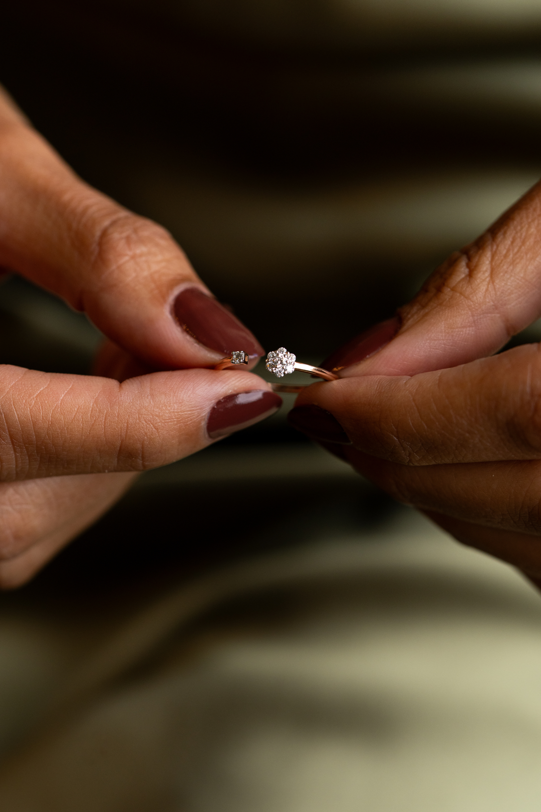 Flower Pink Gold Ring with Diamonds