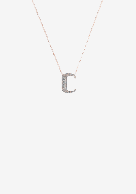 Letter Gold Necklace with Diamonds