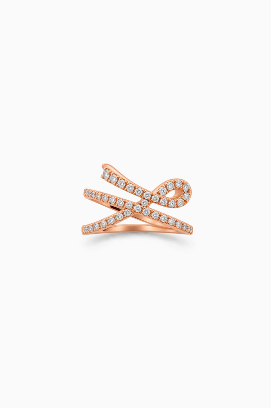 Pink Gold Maison Rose Ring with Diamonds