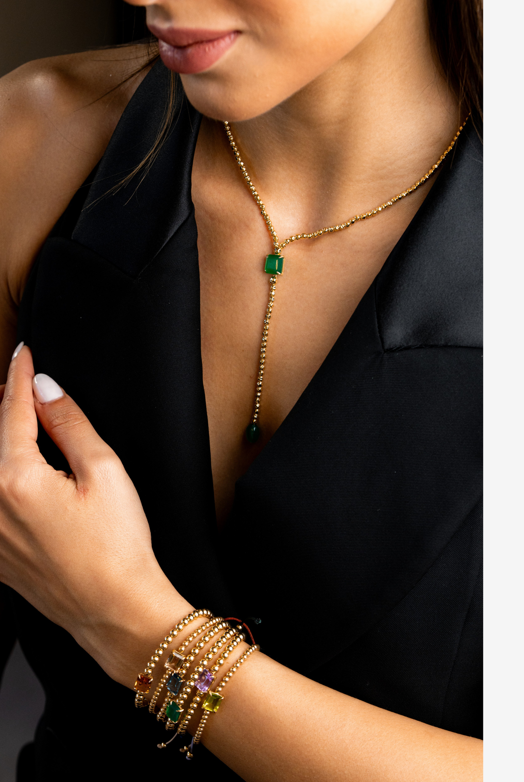 Yellow Gold Bracelet with Onyx