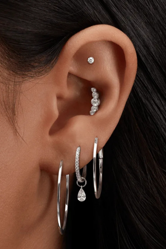 Set Five Diamond Open Curve Piercing