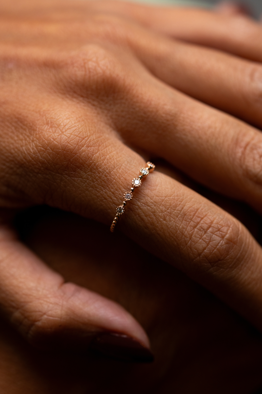 Pink Gold Ring with 5 Diamonds