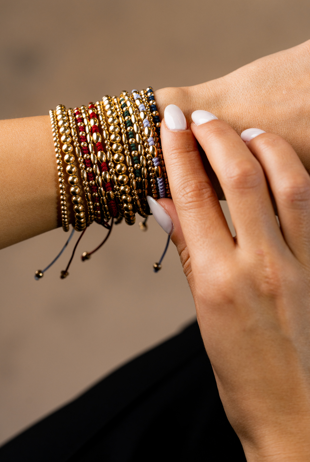 Yellow Gold Bracelet with Blue Cotton