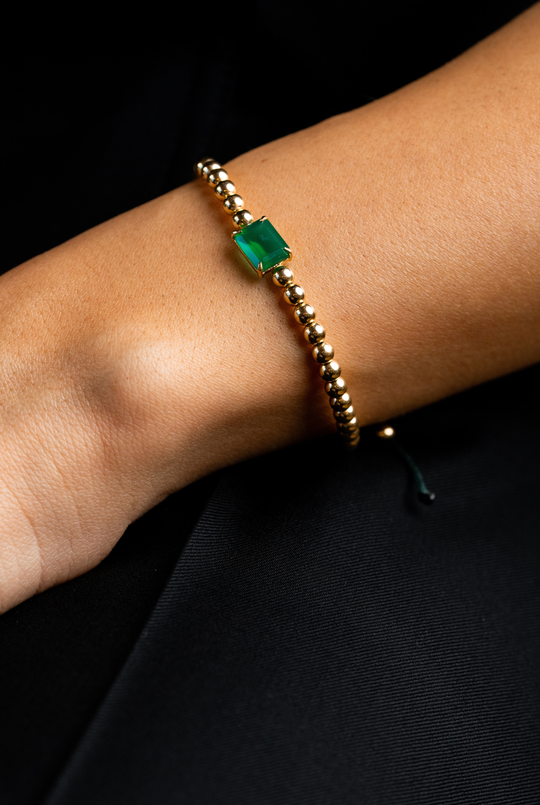 Yellow Gold Bracelet with Onyx