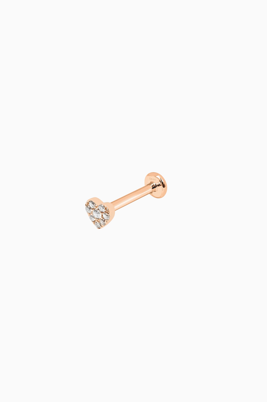 Pink Gold Heart Piercing with Diamonds