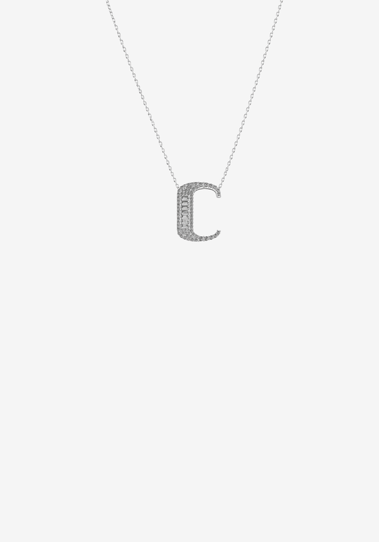 Letter Gold Necklace with Diamonds