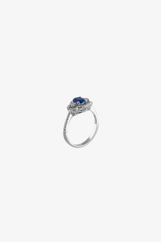 White Gold, Diamonds and Sapphires Engagement Ring II