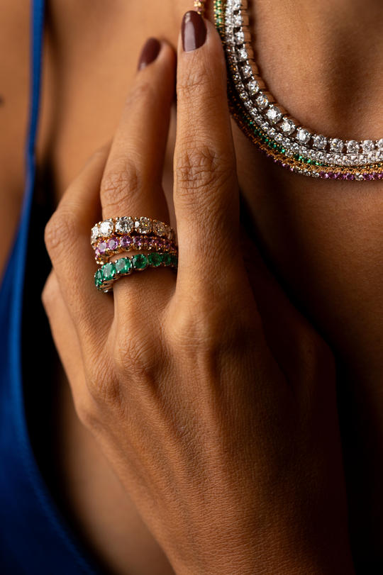 White Gold Ring with Emeralds