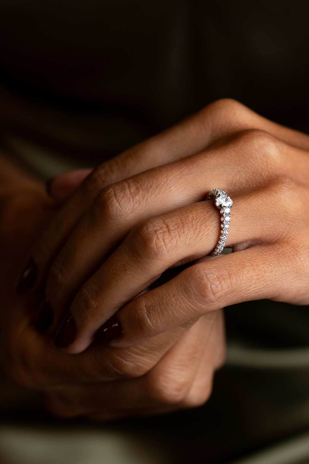 White Gold Engagement Ring with Diamonds