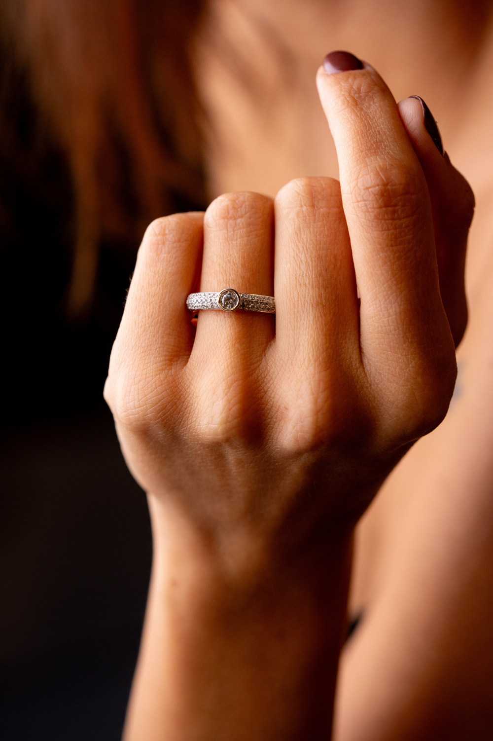 White Gold Engagement Ring with Diamonds