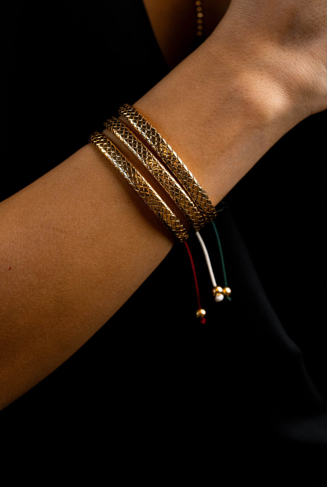 Yellow Silver Bracelet with White Cotton