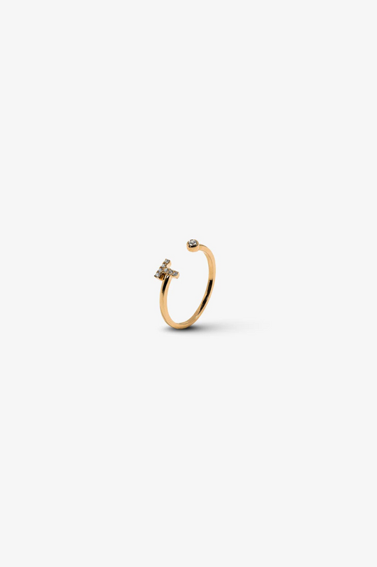 Letter T Gold Ring