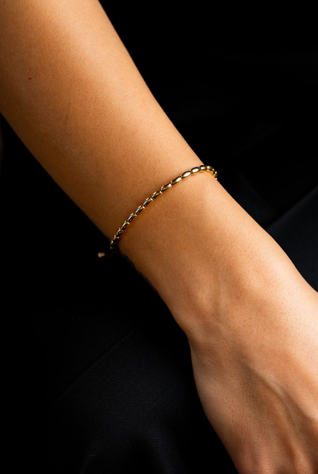 Yellow Gold Bracelet with Dark Green Cotton