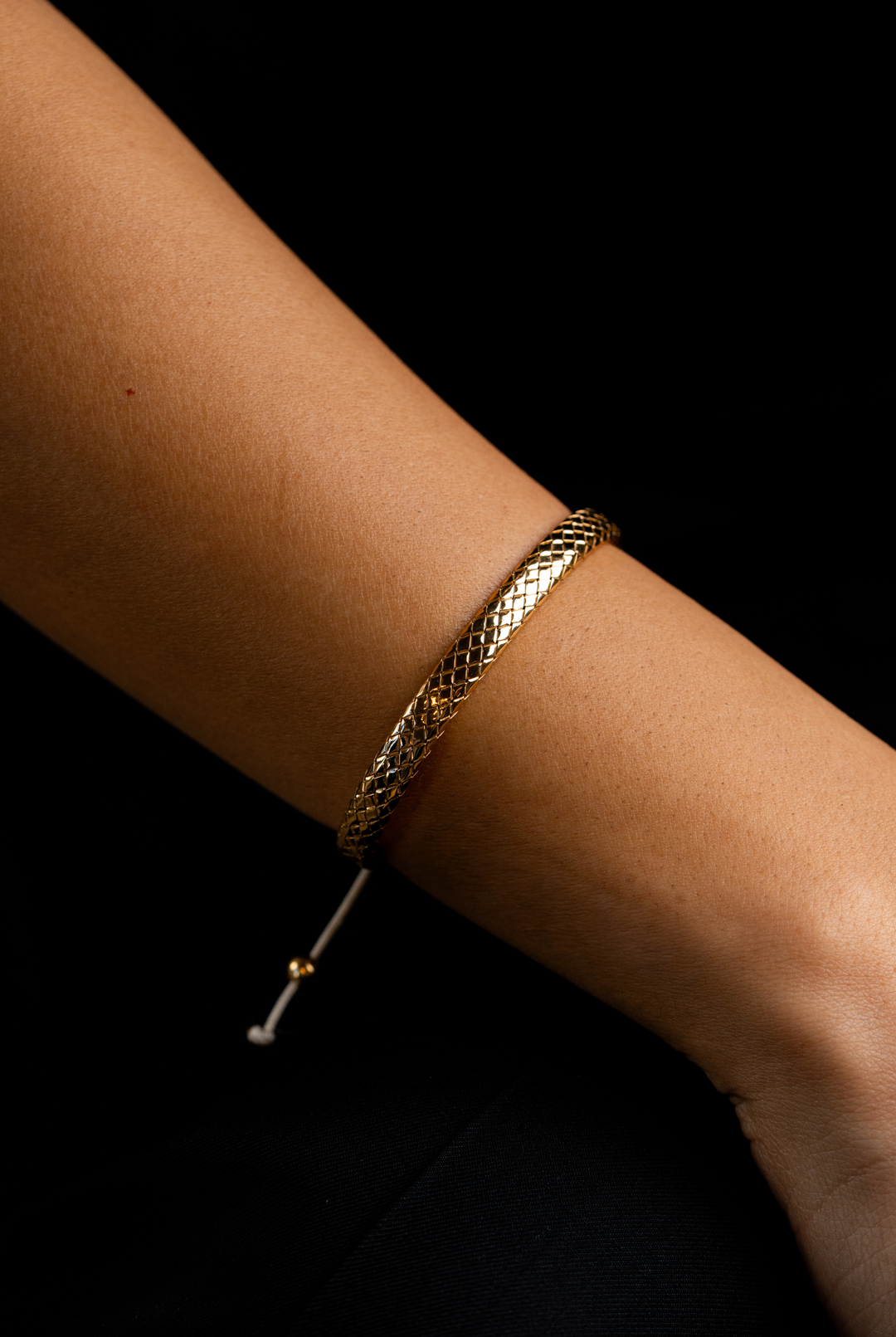 Yellow Silver Bracelet with White Cotton