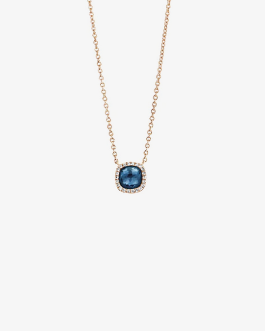 Gold with Diamonds and Blue Topaz Necklace