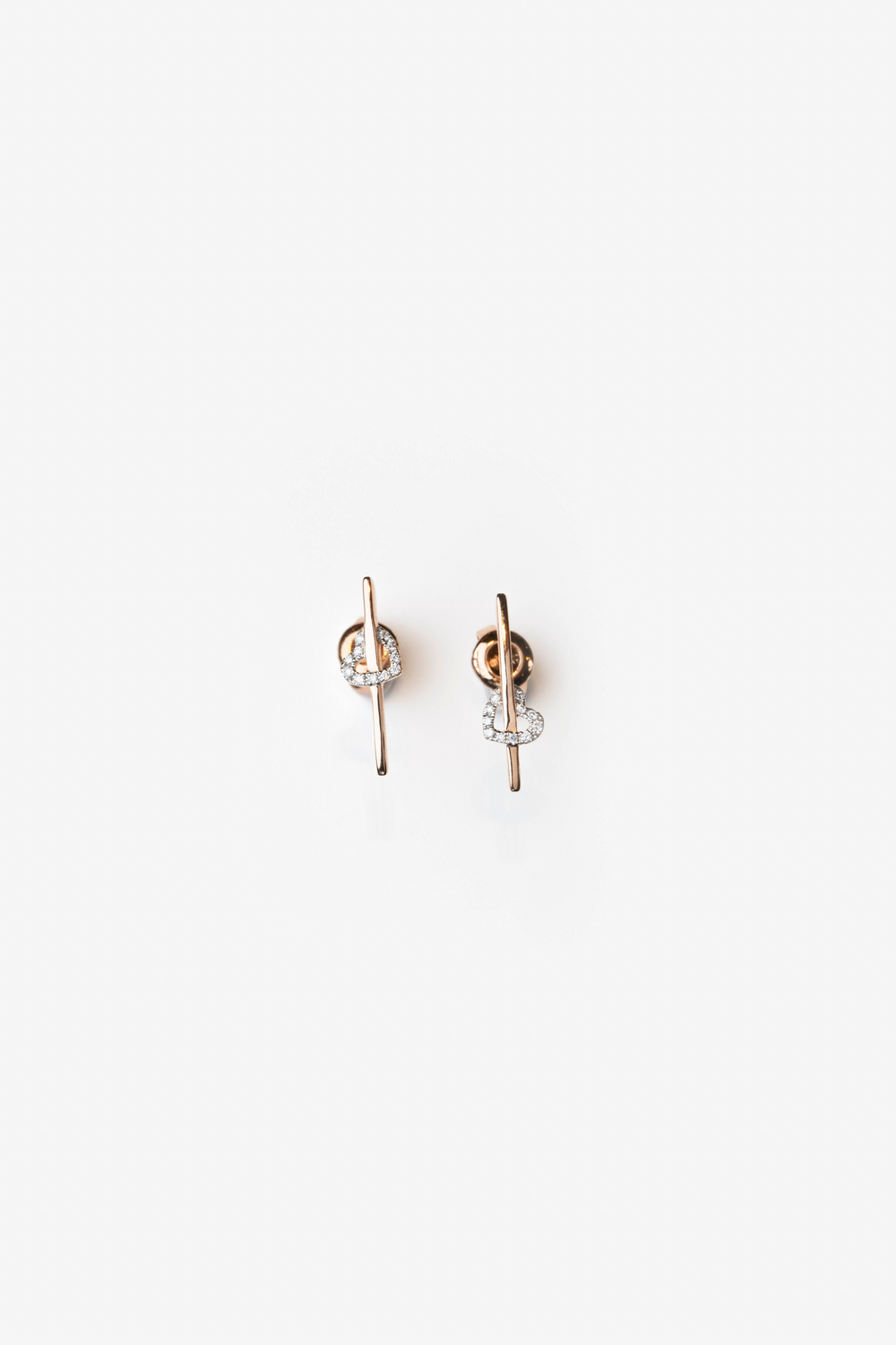 Spike Earrings with Heart and Diamonds
