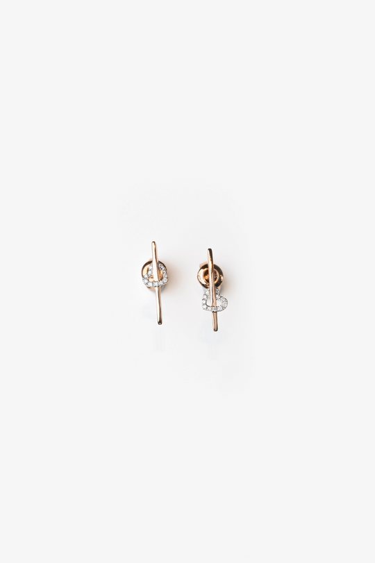 Spike Earrings with Heart and Diamonds