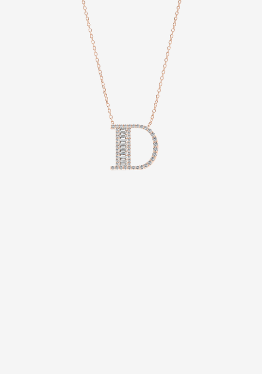 Letter Gold Necklace with Diamonds