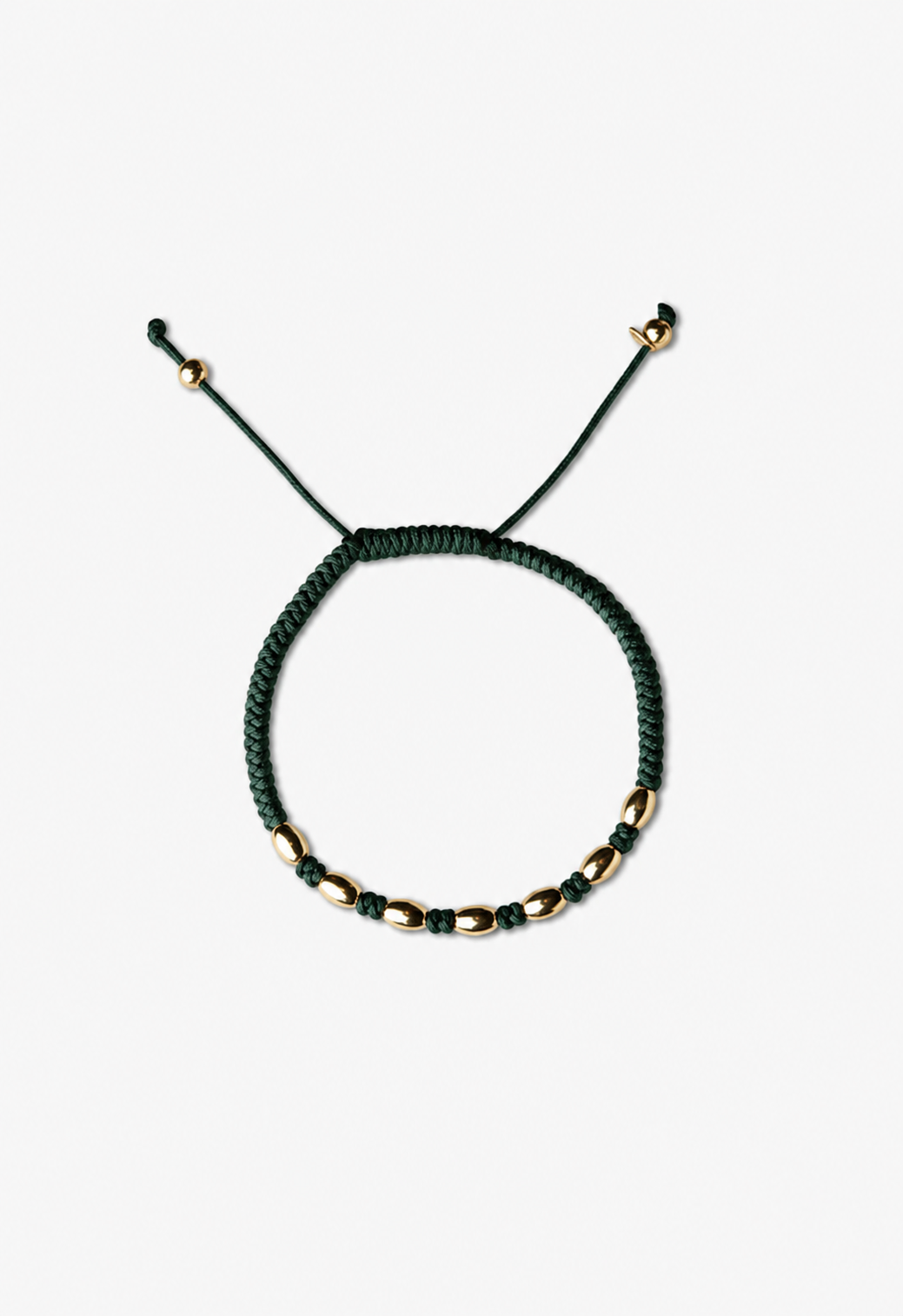 Yellow Gold Dots Bracelet with Green Cotton