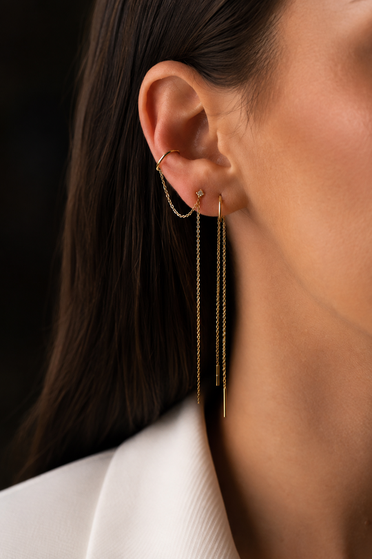 Pink Gold Double Earring