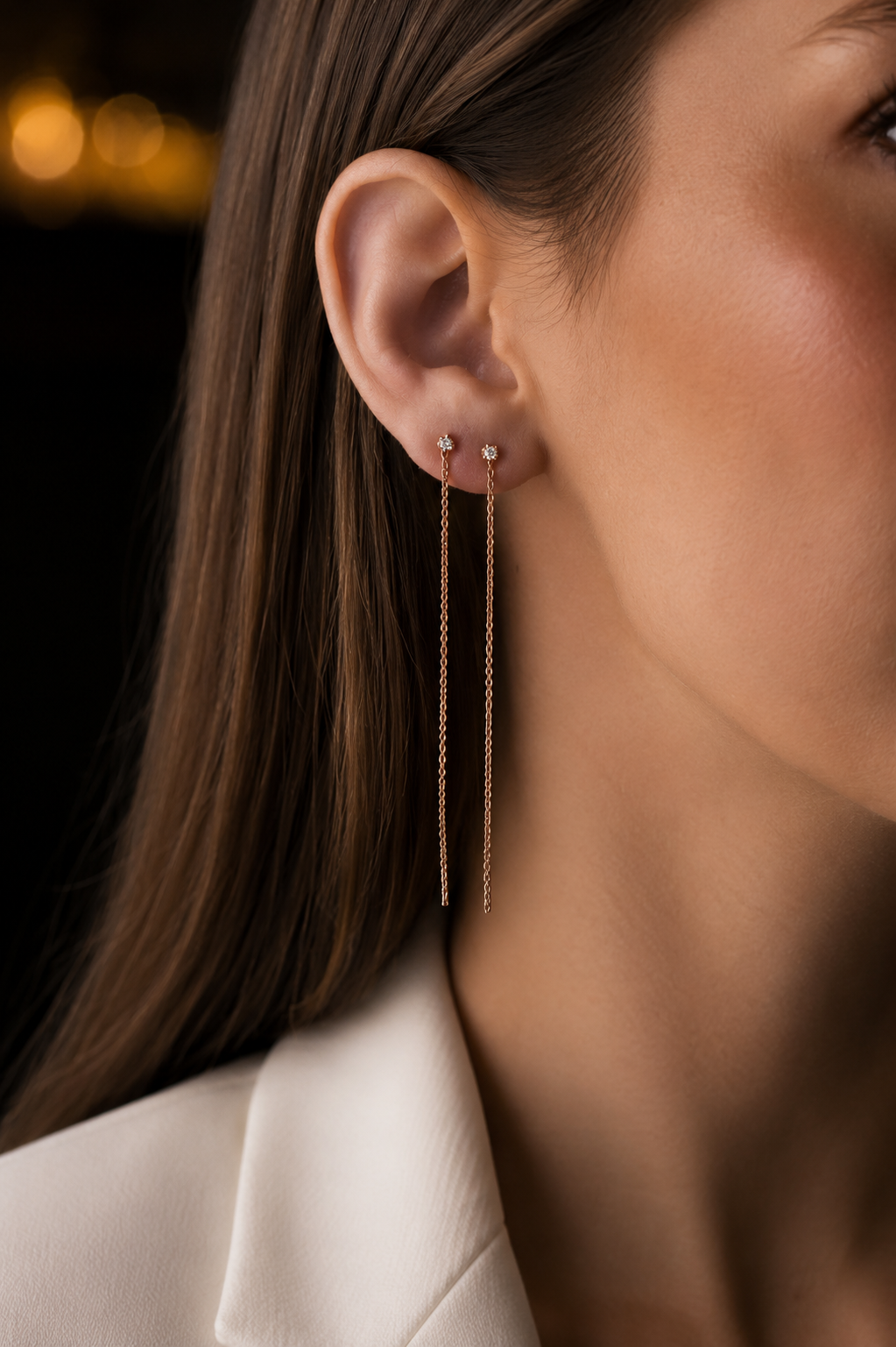 White Solitaire Earring