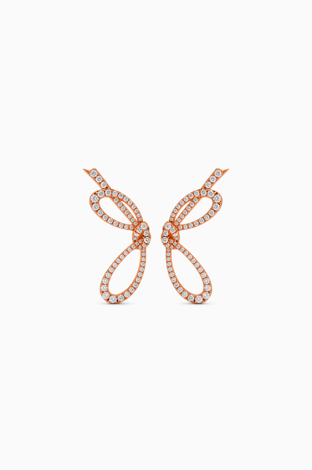 Pink Gold Maison Rose Bow Earrings with Diamonds