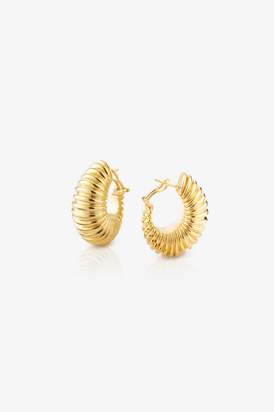 Gold Loop Earrings with Texture II