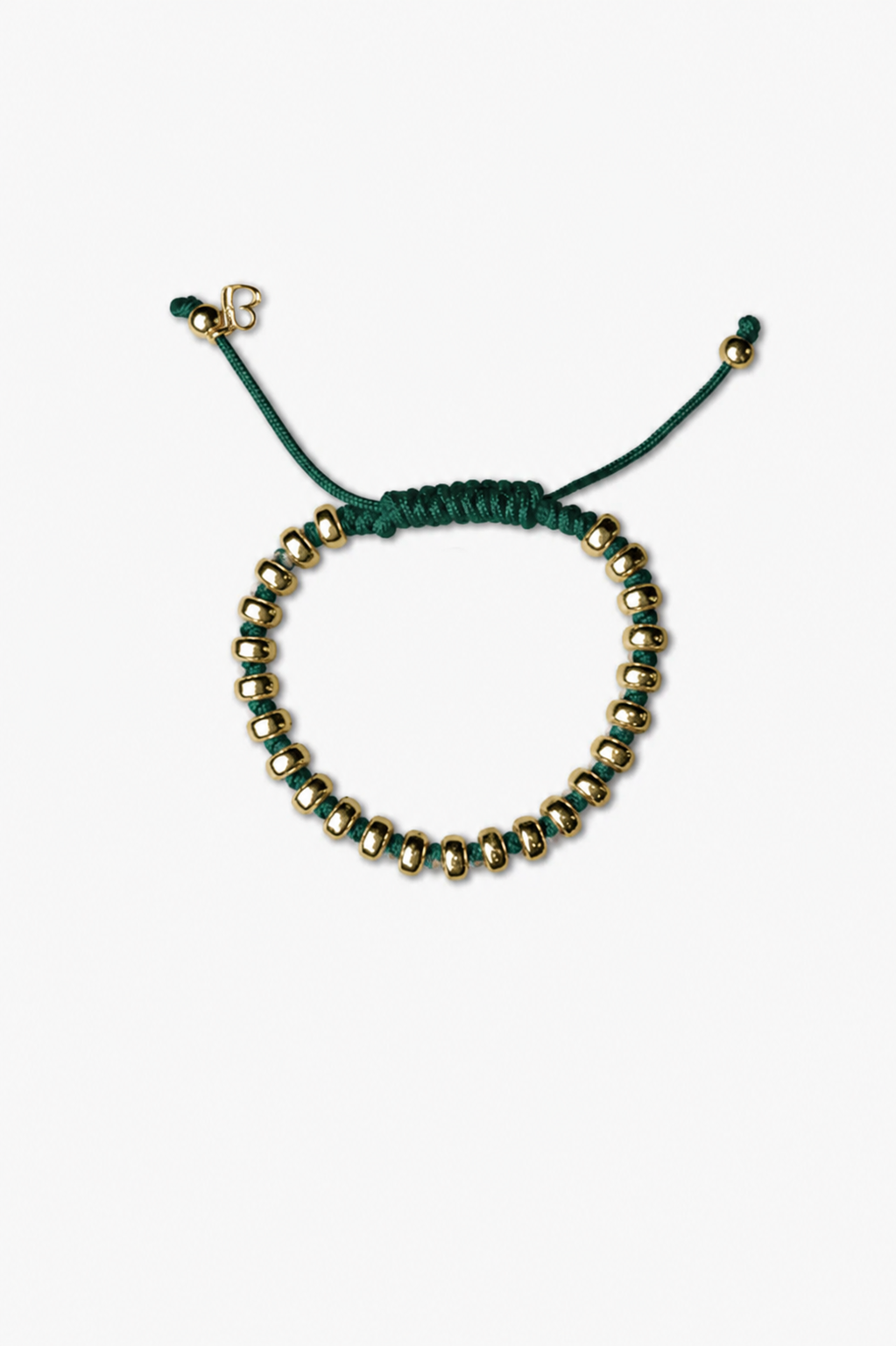 Silver Dots Bracelet with Green Cotton