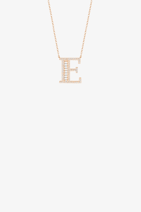 Letter Gold Necklace with Diamonds