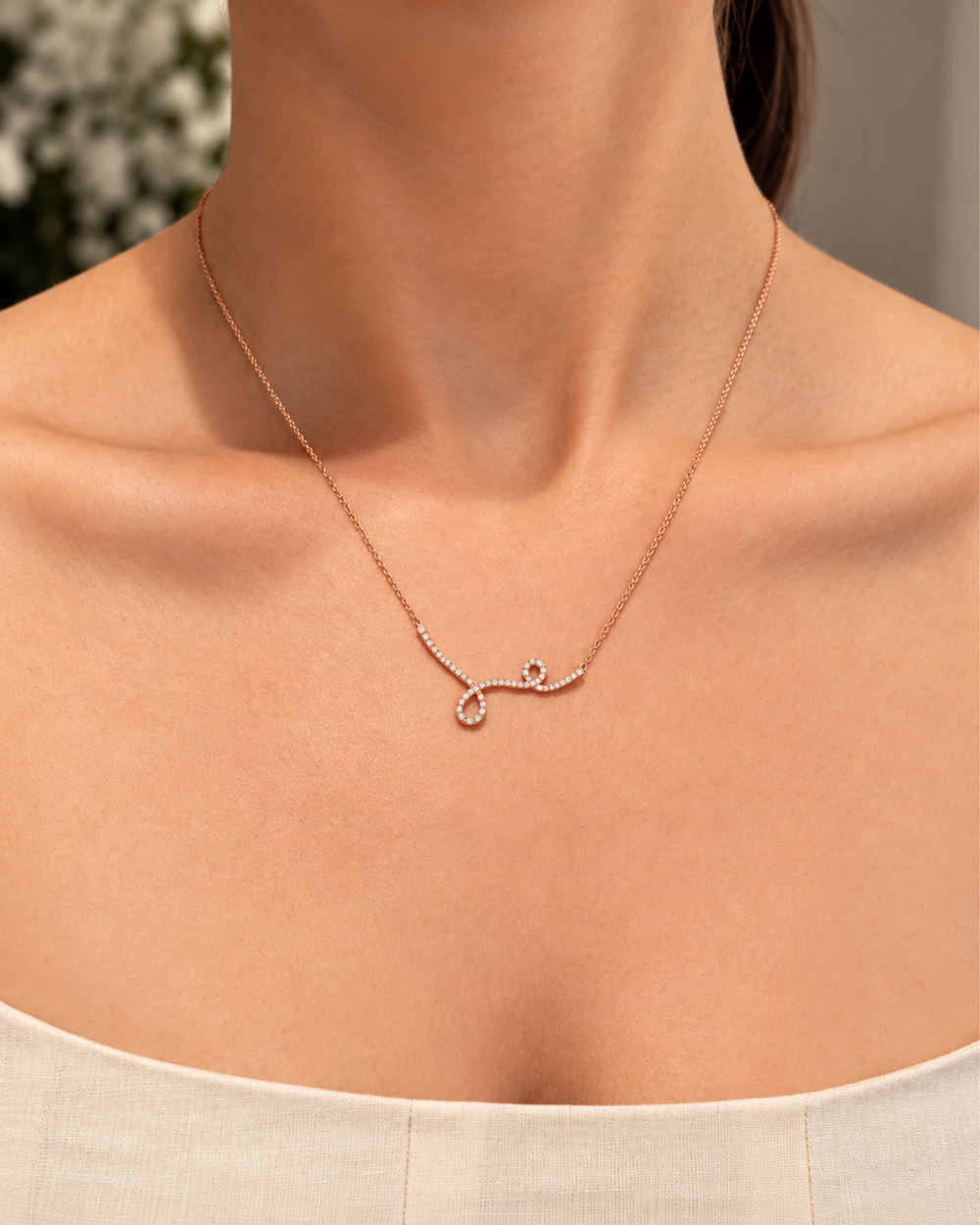 Pink Gold Maison Rose Necklace with Diamonds