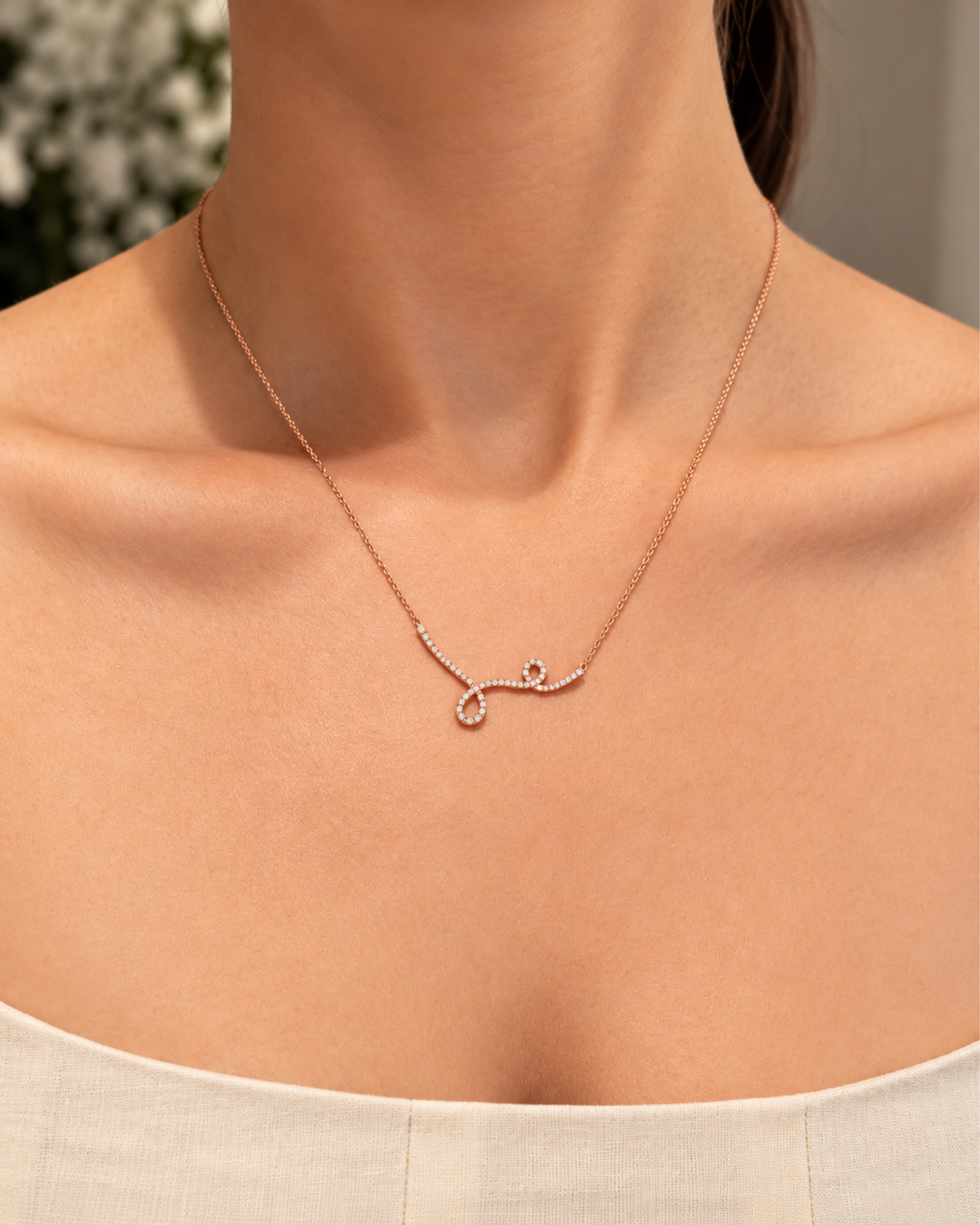 Pink Gold Maison Rose Necklace with Diamonds