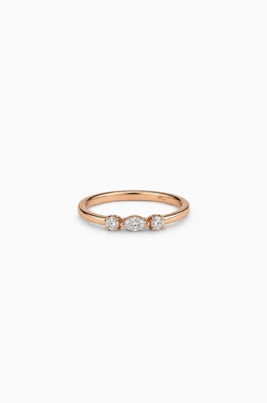 Pink Gold Ring Triology with Diamond